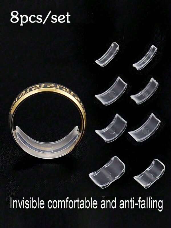 8/16pcs/Set Resin Ring Adjuster Invisible Ring Size Adjustment Pad For Loose Rings, Fits All Finger Sizes Invisible Ring Sizer For Loose Rings - Multiple Finger Sizes, Comfortable & Protective Ring Adjustments - Adjust Transparent Tightener Resizing Tool Jewelry Guard For Loose Rings Ring Adjuster Fit Any Rings