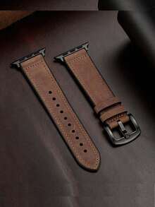 Replacement Watch Bands Compatible With Ultra SeS10/S9/S 8/S 7 /S6 /S5 /S4 /S3 /S2 /S1 Series 38mm/40mm/41mm/42mm/44mm/45mm/49mm, Unisex Vintage Style Brown Leather & Silicone Mixed Strap, Brown/Black/Blue Colour - Multicolor - View 2