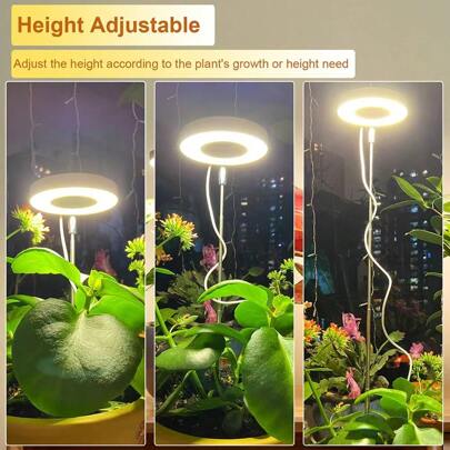 1pc Full Spectrum LED Plant Growth Light With 3-Speed Timer, Adjustable Telescopic Rod For Indoor Gardening, USB Powered, Polished Finish, Perfect For Seedlings And Small Plants, Grow Lights Indoor Plants