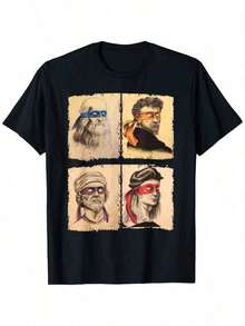 Humor Italian Artists T-Shirt, Short Sleeve T-Shirt For Boys Men Women, Retro Tee Shirt For Boyfriend Husband Tee Comfortable   Vintage T Shirts - 黑色 - 查看 1