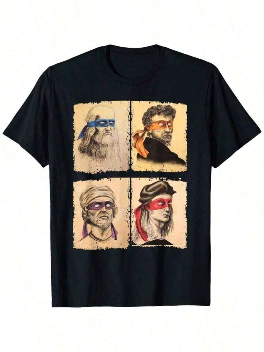 Humor Italian Artists T-Shirt, Short Sleeve T-Shirt For Boys Men Women, Retro Tee Shirt For Boyfriend Husband Tee Comfortable Vintage T Shirts - 黑色 - 查看 1