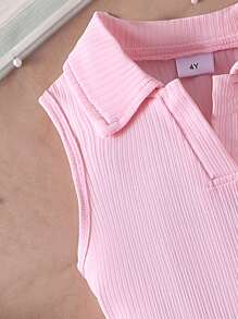 2 peças/Conjunto Top Sem Mangas e Shorts com Estampa Floral Fofa Jovem, Verão