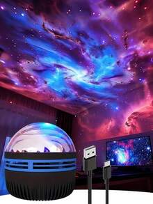 1pc Northern Galaxy Aurora Projector With 14 Lighting Effects, 2-In-1 LED Star Projector With Remote Control And Nebula Lamp, For Bedroom/Gaming Room/Home Theatre/Ceiling/Birthday/Party Night Light Projector
