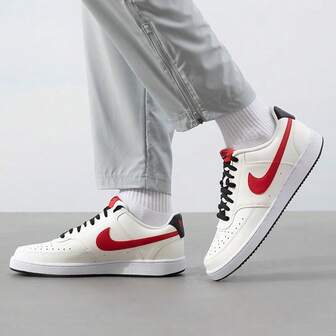 Nike 男士 COURT VISION LO 复古低帮休闲运动鞋，白色，DM1187-101