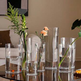 Acrylic Transparent Cylinder Vase Set, Tall Floor Vases Unbreakable Plastic Vases, Suitable For Living Room, Desk, Wedding Centerpiece Flower Bouquet Decoration In Different Sizes Home Decor Room Decor Flower Vase Glass Vase