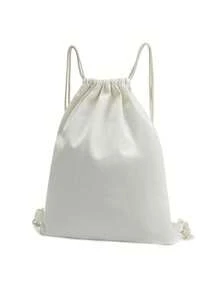 New Canvas Bag Shoulders Drawstring Bundle Pockets Shopping Student Backpack Bag Portable Travel Accessories - Beige - View 3