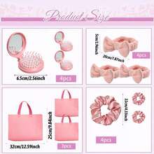 15 件/套睡衣派对必需品套装 - 包括梳子、头带、缎面发带和礼品袋 - 涤纶水疗派对用品，适合过夜派对和团体聚会 - 水疗生日派对和过夜团体