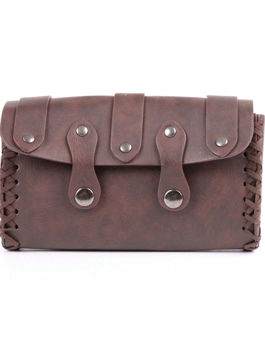 1pc Medieval Viking-Style Pouch, Perfect For LARP, Renaissance Fairs, And Halloween, Complements Renaissance Costumes - A - View 1