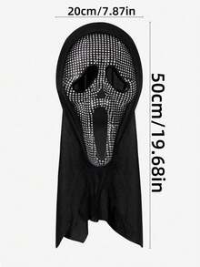 1pc Halloween Diamond Set Scream Ghost Face Mask COS Makeup Ball Costume Props - Multicolor - View 7