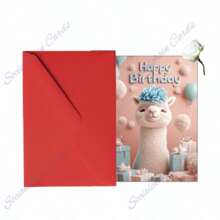 1pc/2pcs Alpaca Fantasy Themed Birthday Greeting Card, Blessing Card, (With Envelope) High Quality Paper, Creative Alpaca Design, Suitable For Friends Party Family Gathering, Birthday Card For Family Members Classmates Friends. School Supplies,Back To School