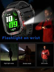 EFFEOKKI Effeokki Rugged Smart Watch For Men With Wireless Calling, 2.01 Inch IPS Display, 100+ Sports Modes, Fitness Tracker, Altitude Air Pressure, Compass, LED Flashlight, IP68 Waterproof, Compatible With IPhone & Android For Outdoor & Adventure