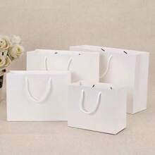 10 piezas Bolsas de regalo blancas con asas - Artesanos, organizadores de fiestas, regaladores, excelentes para bodas, cumpleaños, fiestas, manualidades, dar regalos y almacenamiento de joyas - Rosa Kraft (4 x 5 x 2 pulgadas) Bolsas pequeñas a medianas para favores de fiesta