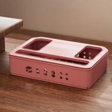 1pc Large Capacity Multi-Hole Cord Management Storage Box, Minimalist Style Available In Multiple Colors, Multi-Slot Design Helps Organize Tangled Cables, Suitable For Daily Desk Organization