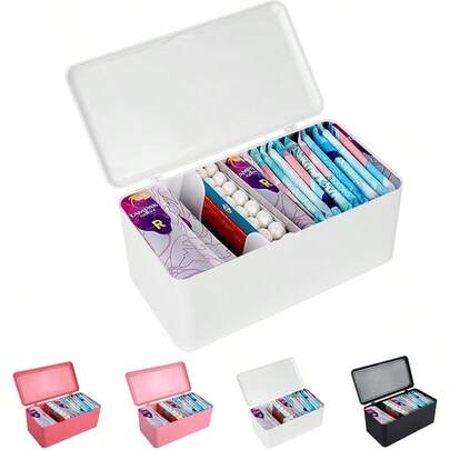 XHWWQPad And Tampon Organizer For BathroomSanitary Napkin Holder Pad And Tampon Organizer For Period Sanitary Napkin Storage Container White3i2o