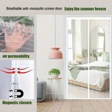 1 pieza Malla magnética a prueba de insectos para puerta, hecha de fibra de poliéster de malla fina, liviana y transpirable, cierre automático magnético, sin necesidad de cierre manual, protección efectiva contra mosquitos e insectos, ventilación y transparente, se instala con cinta adhesiva + cinta adhesiva o clavo, desmontable y lavable, apta para uso doméstico (sala de estar, dormitorio, cocina, balcón), reemplazo de la puerta/pantalla tradicional