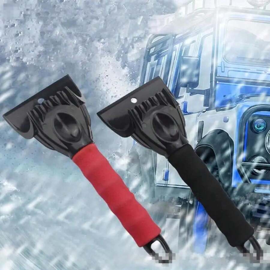 Rascador de hielo para coche, pala de nieve, desempañador de parabrisas, herramienta de limpieza para remover nieve en invierno, accesorios para coche, pala para remover nieve - Rojo - Ver 1