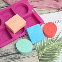1 Peça, Molde de Sabão de Óleo Essencial Artesanal com 6 Grades em Forma de Folha Oval Quadrada, Molde de Silicone Artesanal DIY - Formas de Folha Redonda e Quadrada, Adequado para Sabão, Resina, Velas, Antiaderente, Reutilizável, Perfeito para Projetos Criativos, Molde de Silicone para Fabricação Artesanal de Sabão com 6 Folhas Quadradas Diferentes Oval Resistente a Altas Temperaturas