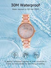 Anne Klein Women's Rose Gold Quartz Bracelet Watch With Light Pink Mother-Of-Pearl Dial Round Analog Watch For Ladies With Adjustable Pink Resin Bracelet Waterproof Watch,AK/1412PKRG - Pink - View 3