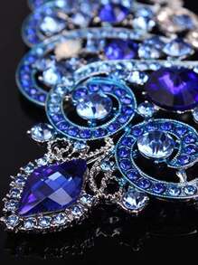 Set de 3 piezas de collar con colgante de cristal y aretes de moda, accesorios para vestir en fiestas, eventos y días festivos