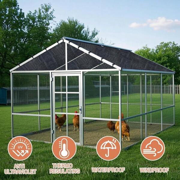 Local Shipping  11.5 * 6.6 FT Chicken Cages Cover With 20Pcs Ball Bungees Cords Sun Shade Netting Mesh For Outdoor Garden Patio Yard Plants Chicken Run Pen Black  Cover UV 90% Shade Cloth For Summer