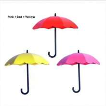 3pcs Creative Mini Umbrella Hooks Adhesive Strong Adhesive Wall Decoration No Trace Nail-Free Sticky Hooks For Kitchen And Bathroom Wall Hooks