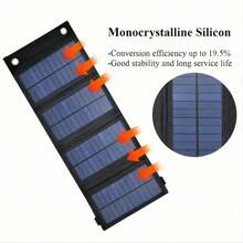 Bolsa plegable portátil solar de 4 pliegues para exteriores, apta para cargar teléfonos, mini ventiladores, linternas - Ideal para senderismo, camping, pesca