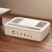 1pc Large Capacity Multi-Hole Cord Management Storage Box, Minimalist Style Available In Multiple Colors, Multi-Slot Design Helps Organize Tangled Cables, Suitable For Daily Desk Organization