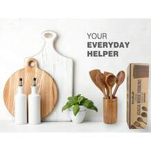 6 Pieces Acacia Wooden Cooking Utensils Set By StarBlue – Non-Scratching And Durable Spatulas Non-Stick Cookware – And Ergonomic Wooden Spatula And Spatula Holder Set