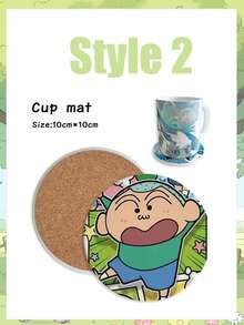 CRAYON SHINCHAN 蜡笔小新动漫周边圆形杯垫创意可爱隔热陶瓷水杯防滑垫