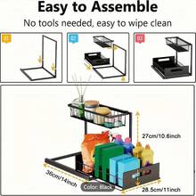 TAIMASI 1/ 2 Pack Under Sink Organizer And Storage, Pull Out Cabinet Organizer Slide Out Sink Shelf Cabinet Storage Shelves, Under Sink Storage For Kitchen Bathroom Cabinet - 黑色 - 查看 7