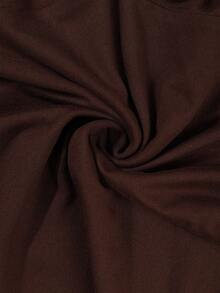 VIVINA 女士纯色休闲简约褶皱胸前甜心领修身长袖连体衣，居家及户外皆宜，优雅百搭。 - 咖啡棕 - 查看 9