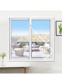 Selbstklebender Reißverschluss Fenster Fliegengitter - Mückenschutz, lichttransparent, aus weißem Polyester, verschiedene Größen, leicht abwaschbar, schnurlos Design für Schlafzimmer & Wohnbereiche Selbstklebender Reißverschluss Fenster Fliegengitter Mückennetz, weiß, einfach zu installieren, verschiedene Größen, Polyestergitter Stoff, transparentes Innenleben-Design, einfach zu installierende Abschirmung, transparentes Gitter Design Raumdekoration Wohndekoration Wohnzimmerdekoration Vorhänge