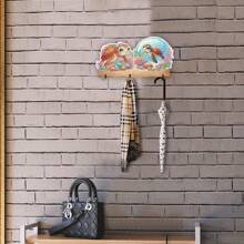 1pc DIY Diamond Art Key Organizers Wall Mount With 3 Hooks - Turtles And Dolphins Patterns Wooden Wall Decorative Key Hanger, Special Shape Crystal Rhinestone Diamond Painting Key Holder For Wall, Entryway, Front Door, Hallway, Office, Easy Installation Key Rack For Housewarming Gifts For Friends And Family