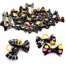 20pcs Random Pack Durable High-End Bowknot Pet Hair Accessories, Cat & Dog Headbands, Hair Ties In Black Series