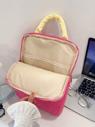 Funda para portátil de estilo moderno nueva para mujer, protección IP, de 15,6 pulgadas, bolso de mano de color blanco sólido con bordado de nicho, maletín para portátil de 11 pulgadas (tamaño grande para portátil de 15,6 pulgadas, 14 pulgadas, tamaño pequeño para tableta de 11 pulgadas)