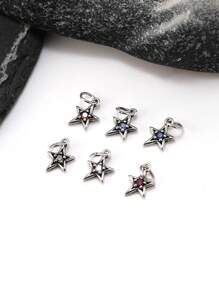 1 pieza Simple y único colgante de plata esterlina 925 con estrella brillante y piedra natal. Regalo de joyería delicada para mujeres u hombres