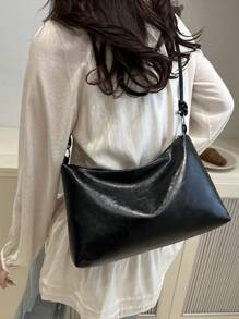 Bolso bandolera, de hombro y de mano minimalista con forma de media luna y correa ajustable, para mujer