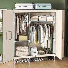1pc Simple Cloth Wardrobe, Solid Color Modern Style, Steel Pipe Frame Structure Durable (Pipe Diameter 19mm), Includes Hanging Space And Multi-Layer Storage Shelves, Top Space For Storage, Suitable For Home, Bedroom, Rental, Apartment Clothing Storage Furniture - Multicolor - View 11