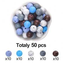50 Peças Kit de Contas de Silicone Neon - Contas Redondas Vibrantes de 12/15mm em Conjunto Misto, Acessórios Artesanais de Joias DIY, Contas Decorativas de Moda para Caneta, Pulseira, Colar, Chaveiro e Presentes Criativos de Uso Múltiplo