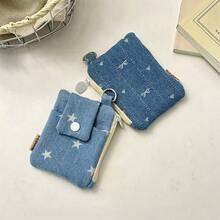 1 件时尚可爱牛仔布零钱包小钱包用于存放硬币卡口红方便女孩和女士女士钱包迷你钱包钱包钱包旅行钱包零钱包