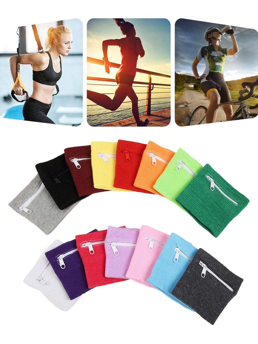 Unisex Running Wrist Protection Organizer With Zipper Sweatband Wrist Support Wrist Strap Sweatband Wrist Wallet For Gym Fitness Workout Running Jogging Travel Essentials Travel Accessories Vacation Summer Holiday Back To School - Multicolor - View 1