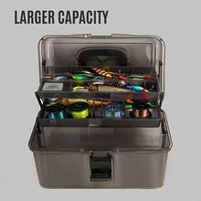 1pc Lockable 3-Layer Transparent Black Waterproof Fishing Tackle Box - Durable PP Structure, Multiple Bait & Gear Compartments, Portable Design, Suitable For Camping, Fishing, Outdoor Adventure, Strong Structure With Transparent Lid, Fishing Gear Storage | Transparent Lid | Sturdy Structure, Fishing Box