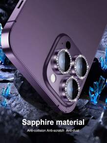 3 piezas Película Protectora de Vidrio Templado con Diamante Brillante para Lente de Cámara de 14 Pro Max, 16, 16 Pro, 15, 15 Pro, 11, 12, 13 Pro Max, 14 Pro - Diamante Brillante, Moda, Morado Oscuro