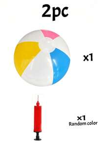 2 pezzi/Set pallone da spiaggia gonfiabile, include 1 pallone e 1 pompa d'aria, giocattolo da esterno, pallone acquatico per piscina, spiaggia e attività estive all'aperto