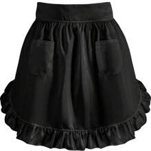 A Variety Of Colors And Styles Of Semi-Aprons-Fashionable Kitchen Clothes Suitable For Women, Chefs And Waitresses, Ruffled Hem, Very Suitable For Cooking And Service.