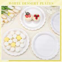 10pcs/20pcs/50pcs White Paper Plates 7 Inch White Scalloped Disposable Cake 9 Inch Dinner Plates For Wedding Babe Shower Birthday Party Supplies - White - View 4