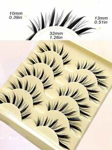 Asiteo 5 Pairs Spiky Manga Lashes - Anime Cosplay False Eyelashes, Natural Lashes, Eye Style, Reusable, Beginner-Friendly, Spiky Lash Design Reusable Lashes - Lông mi mắt mèo - Xem 5