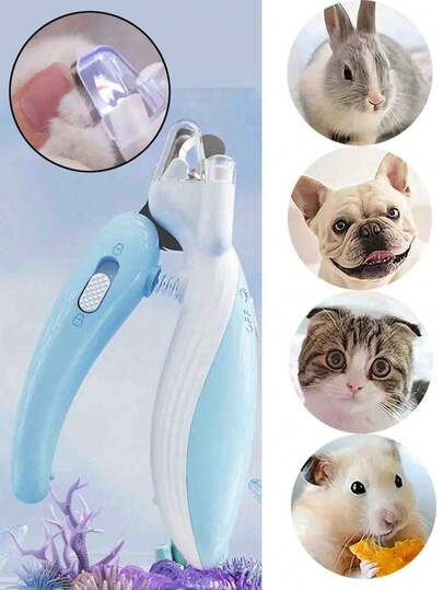 1 pieza Cortaúñas profesional para mascotas con luz LED, tijeras recortadoras de garras de mascotas, adecuado para perros, gatos, animales pequeños, cortaúñas para mascotas, suministros para mascotas