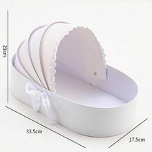 1 Piece Of Elegant Baby Christening Cradle Paper Gift Box With Fruit Pattern, Floral Bouquet Box, Creative Hand-Held Cradle, Lace Details - Multicolor - View 5