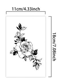 1pc Realistic Temporary Tattoo Sticker, Semi-Permanent Y2K Floral Pattern, Waterproof & Sweat-Resistant, Lasts 1-2 Weeks, Realistic Herbal Juice Effect, Friction-Resistant, Non-Reflective, Black, Unisex, Suitable For Arms, Chest, Legs, Abdomen, Waist, Fingers, Neck, Spine And Other Body Parts, Modernist Body Art - Black - View 5